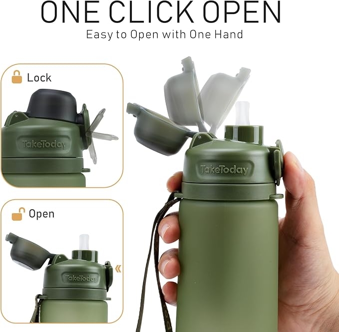 TakeToday Collapsible Water Bottles 21oz, Foldable Platinum Silicone Travel - Image 5