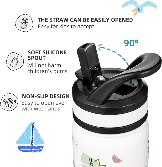 Fanhaw 18 Oz Kids Insulated Water Bottle - Image 3
