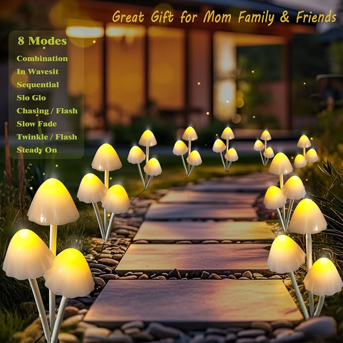 Solar Mushroom Lights for Outside, Unique Mushroom Garden Decor Gifts, Cute - Image 8