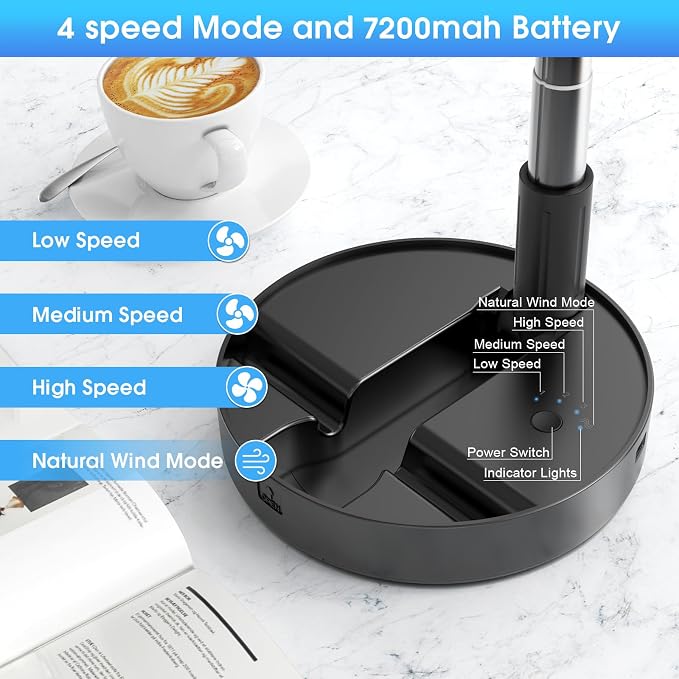 Belife X8-Lite Portable Fan, 7200mAh Battery Powered Rechargeable, USB Desk - Image 3