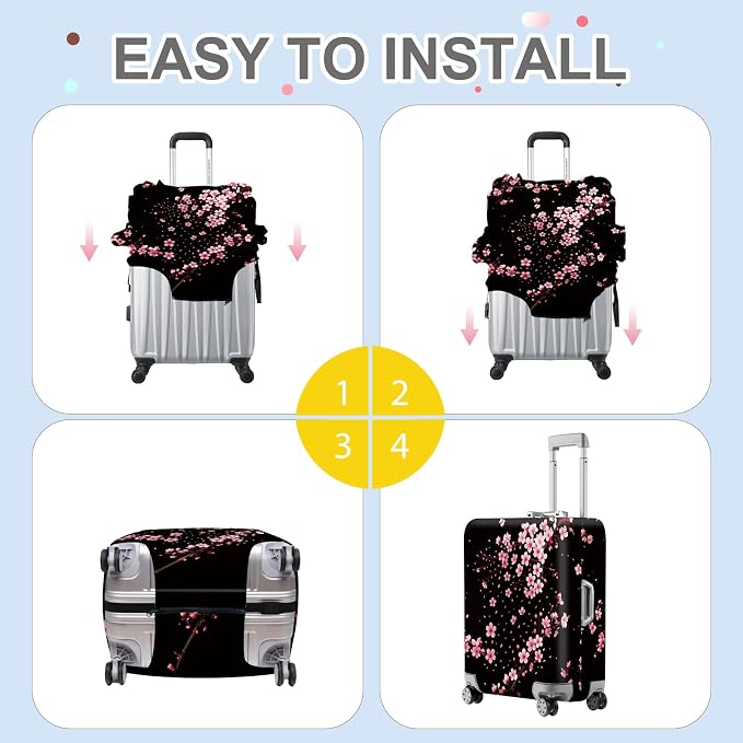 ANNA QUEEN Cherry Blossom Luggage Cover, Elegant Pink Sakura Design Suitcase - Image 6