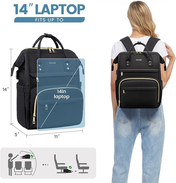 LOVEVOOK Laptop Backpack for Women 14 Inch, Teacher Nurse Work Bag Anti-Theft - Image 6