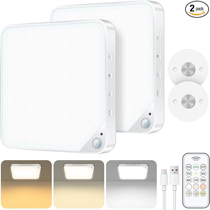 Rechargeable 8W Motion Sensor Ceiling Light Indoor, Wireless Magnetic Stick on by ShunFSC