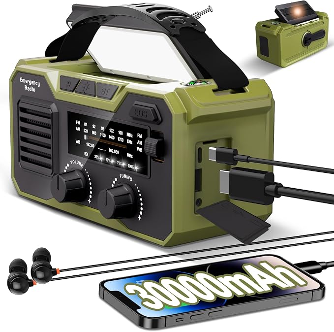 30000mAh Emergency Weather Radio, AM/FM/NOAA Weather Alert Radio Hand by SNGKMSYG