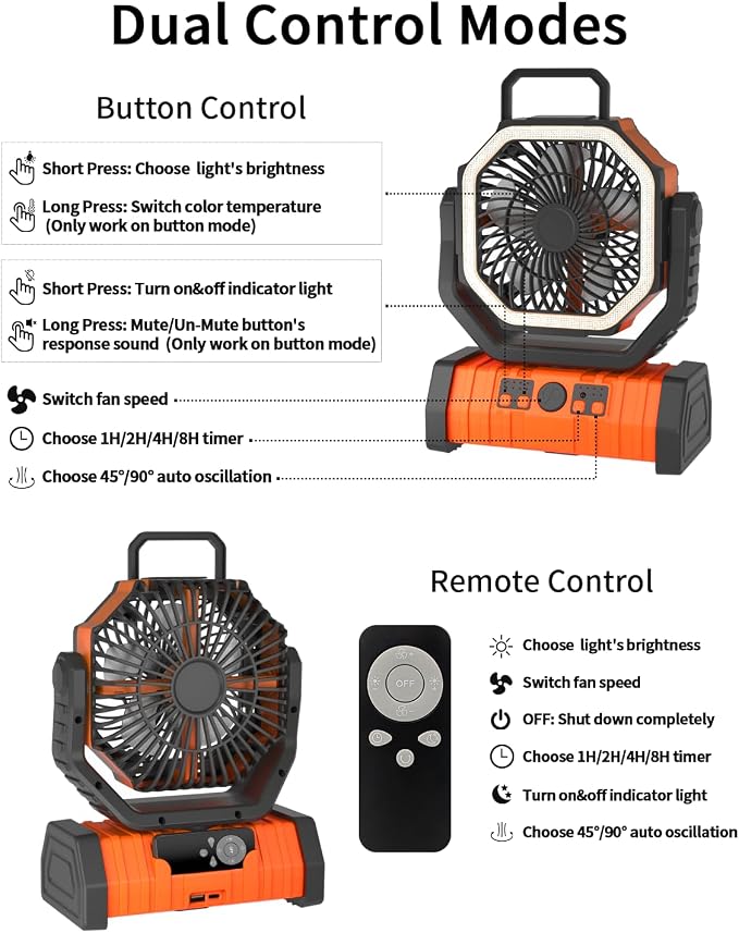 ADUST Camping Fan - 20000mAh Battery Powered Fan Battery Operated Rechargeable - Image 5