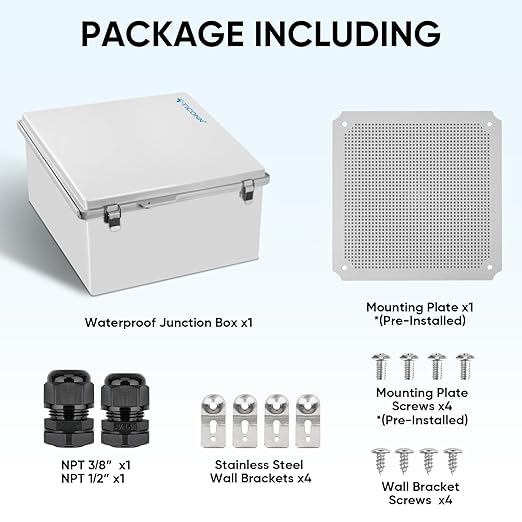 TICONN Outdoor Electrical Box Waterproof, Junction Box IP67 ABS Plastic - Image 6