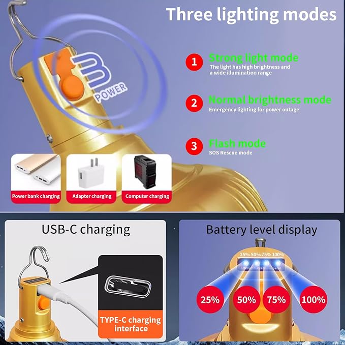 2 Pack Rechargeable LED Camping Lantern, 4000mAh IPX4 Waterproof Tent Light - Image 6