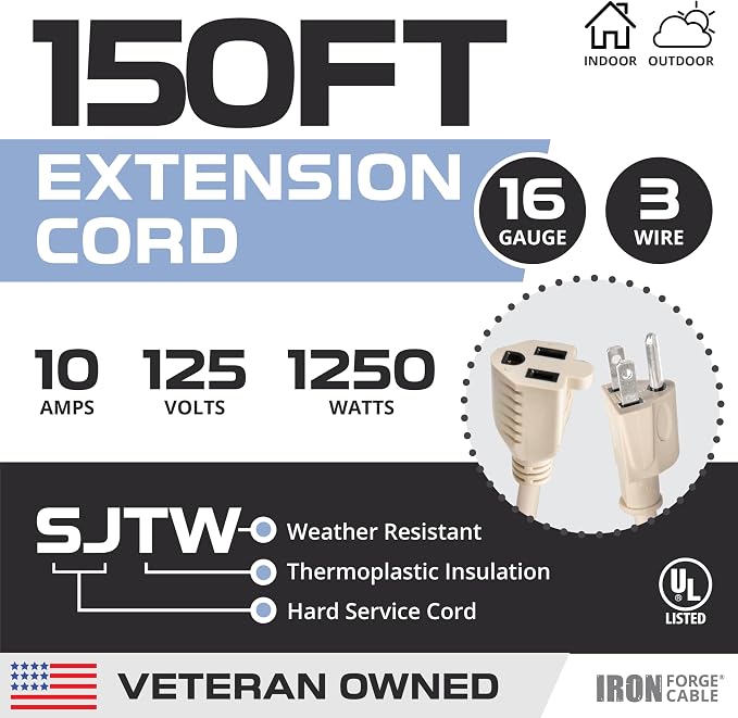 Iron Forge Cable Weatherproof 150 Ft Outdoor Extension Cord - Image 2