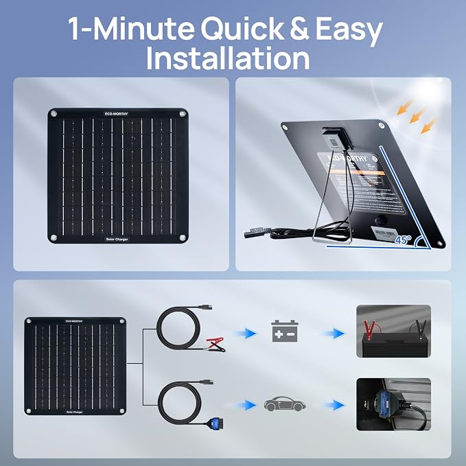 ECO-WORTHY Upgraded OBDII 10W Solar Battery Trickle Charger Maintainer 12V - Image 6