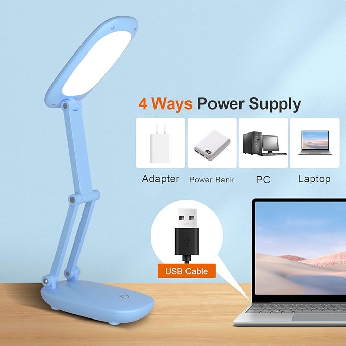 Akejrym LED Desk Lamp for Office & Home, Battery Operated, Foldable & Portable - Image 4