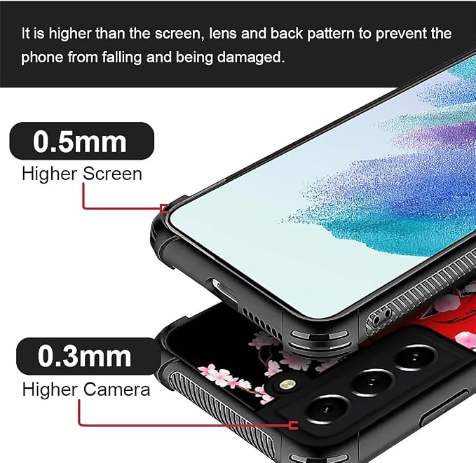 for Samsung Galaxy S21 Case, Sakura Japanese Samurai Pattern Graphic Design - Image 4