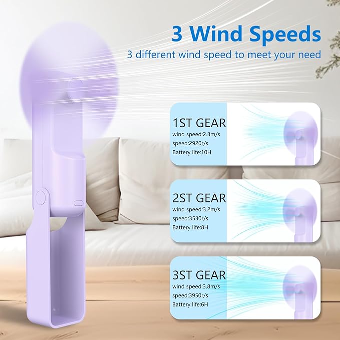 3 PCS Portable Mini Handheld Fans, 3 In 1 Foldable Small Pocket Fan Desk - Image 3