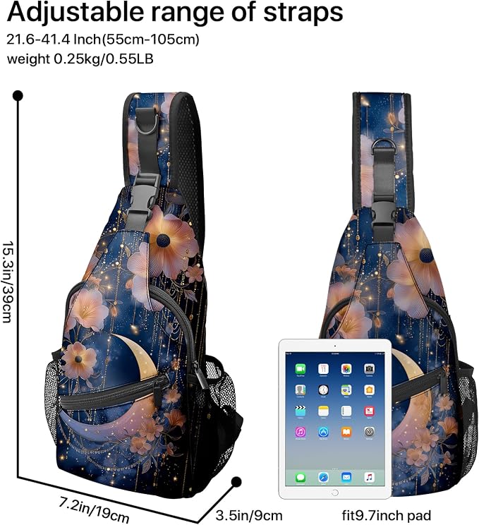 FyLybois Moon Sling Bag for Women Lightweight Crossbody Backpack Casual Daypack - Image 5