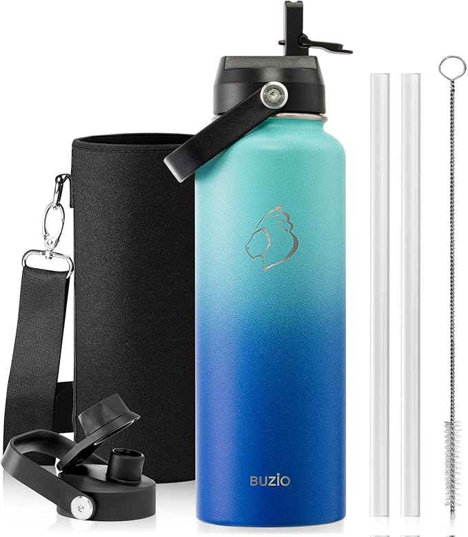 BUZIO Water Bottle Insulated 40oz, Triple Wall Vacuum Stainless Steel Flask by BUZIO