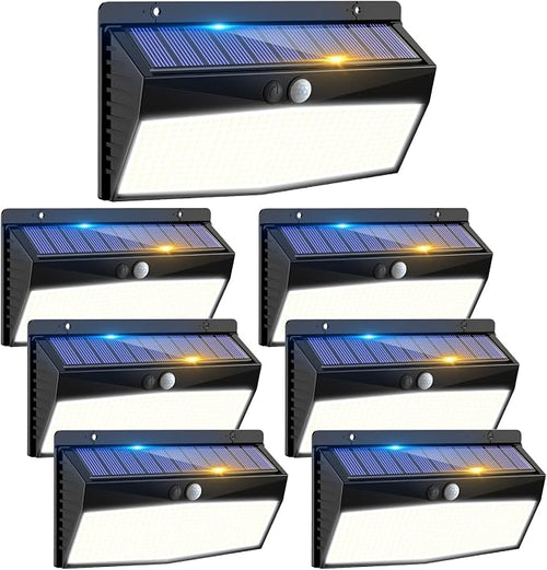 7 Pack 368 LED Solar Lights Outdoor Motion Sensor, Solar Fence Light by Peasur