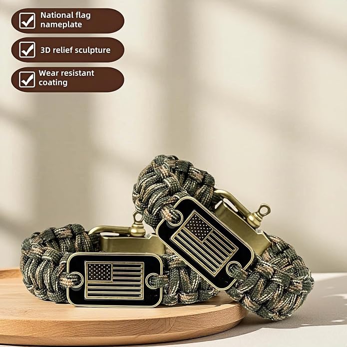 Patriotic Paracord Survival Bracelet - Image 6