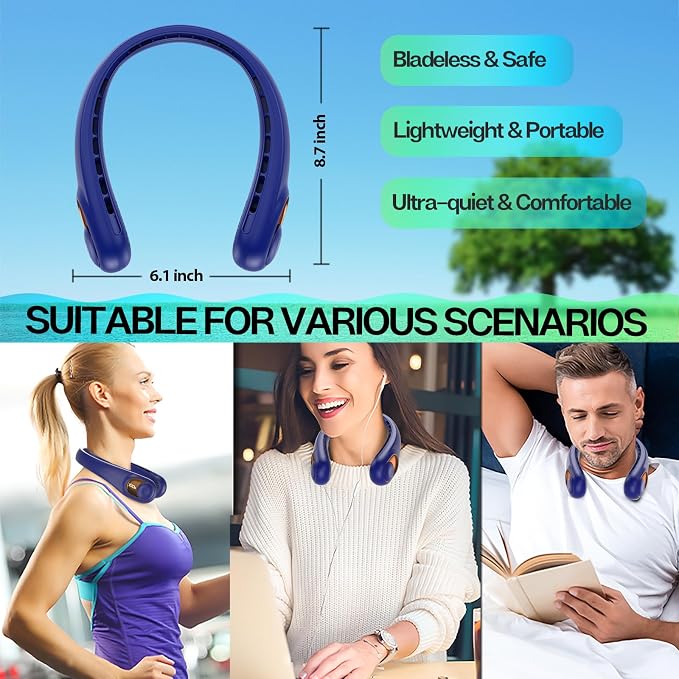 KIDEE Portable Neck Fan, Personal Bladeless Rechargeable, Upgraded 4000mAh - Image 6