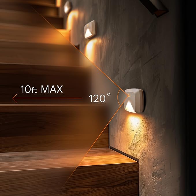 innofox 6-Pack Stick-on Motion Sensor Lights, Warm White LED Night Light - Image 2