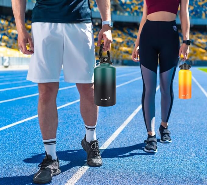Water Bottle Insulated 32oz 40oz 64oz 128oz Straw Lid Spout Lid & 3 Lids - Image 8