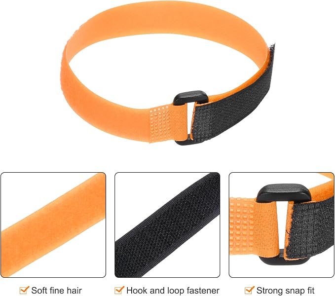 MECCANIXITY 5Pcs Reusable Battery Tie Down Straps, 0.8x16" Orange Nylon - Image 3