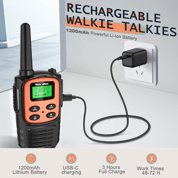 MaxTalker Walkie Talkies for Adults, Rechargeable Walkie Talkies Long Range - Image 3