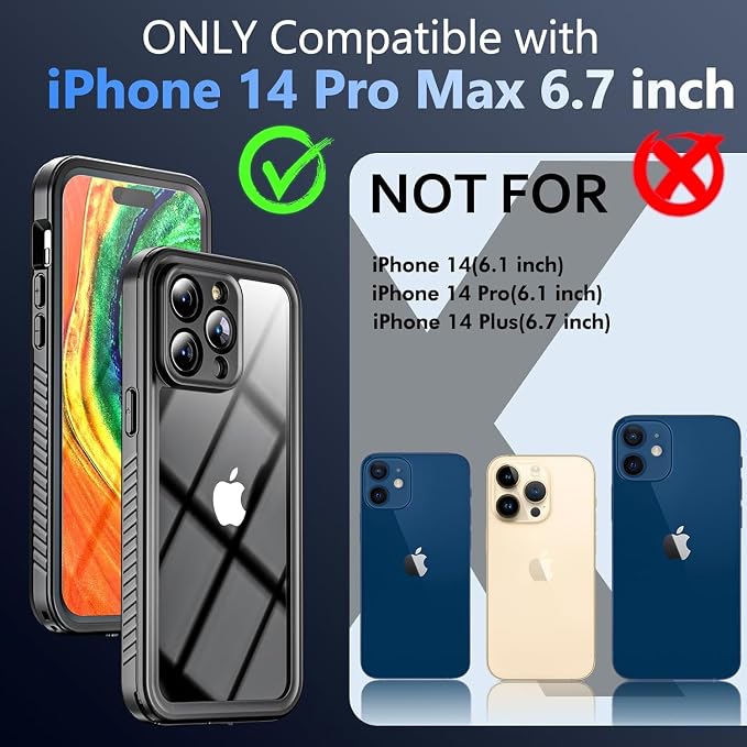 Jancane iPhone 14 Pro Max Waterproof Case, IP68 Underwater, Built-in Screen - Image 2