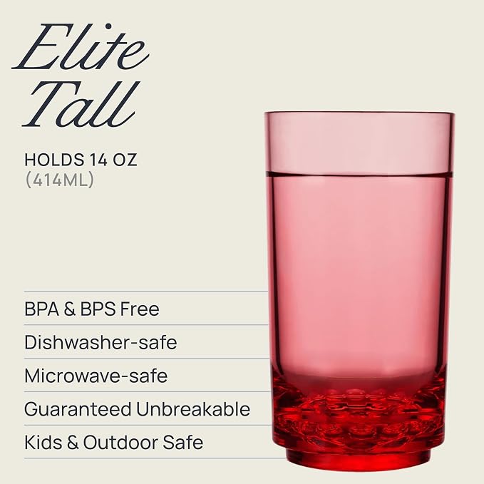 Drinique Unbreakable 14 Oz Drinking Glasses, Drinking Cups, Dishwasher Safe - Image 2