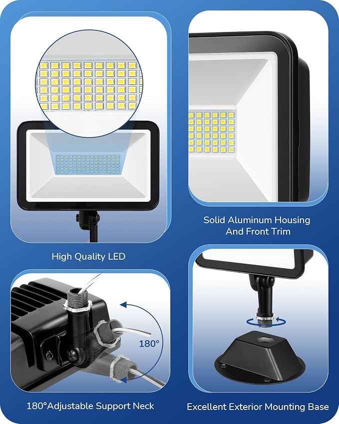 EDISHINE 10000LM Flood Lights Outdoor, 73W LED Flood Light Outdoor, IP65 - Image 6