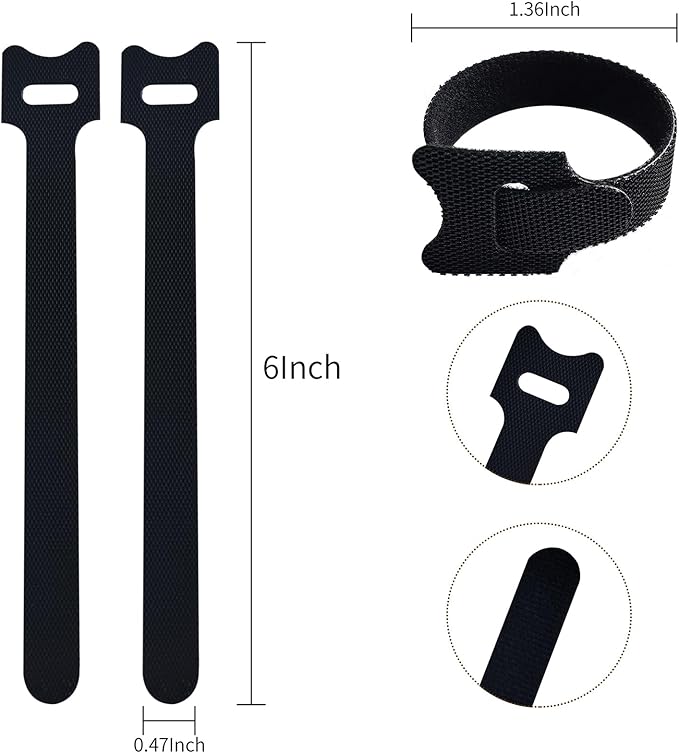 100 PCS 6 Inches Black Reusable Cable Ties, Adjustable Cord Straps, Cable - Image 2