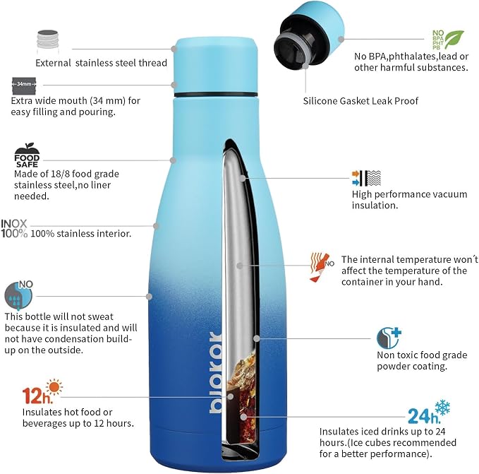 BJPKPK 12oz Water Bottles Stainless Steel Double Wall Vacuum Insulated Small - Image 3