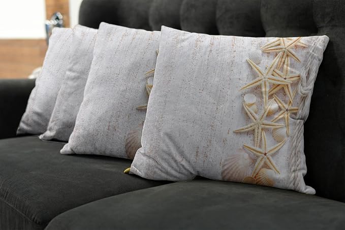 Ambesonne Seashells Throw Pillow Cushion Case Pack of 4, Starfish Marine in - Image 6