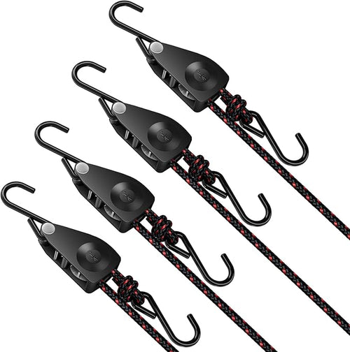 1/4" Ratchet Tie Down Straps, Heavy Duty Kayak Pulley System by ELUFAH