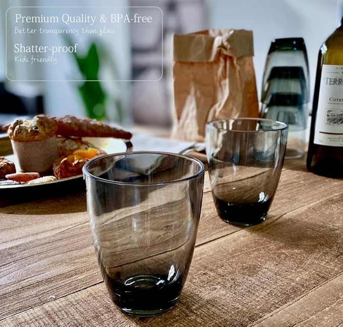 KLIFA- ETON- 15.2 ounce, Acrylic Drinking Glasses Set, BPA-Free Tumblers - Image 6