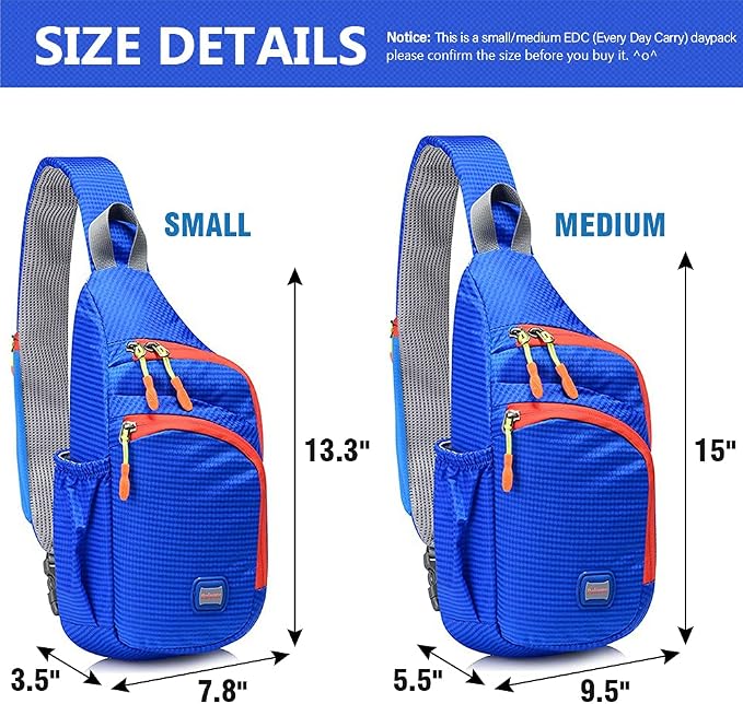 Peicees Small Sling Backpack Waterproof Unisex Shoulder Bag Chest Crossbody - Image 7