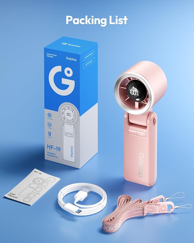 Gaiatop Portable Handheld Turbo Fan, 15 Hrs Cooling, 180° Foldable 4-in-1 Hand - Image 8