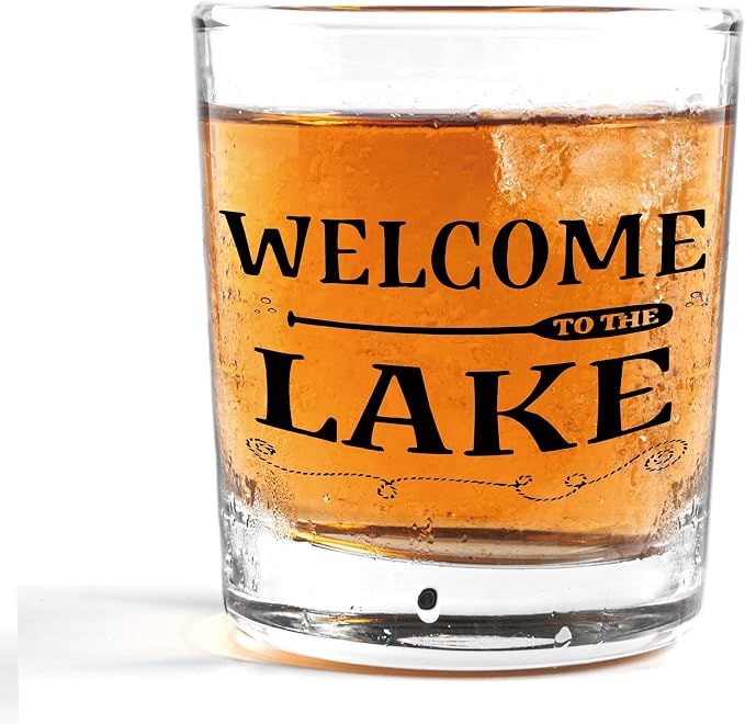Nogrit Lake House Decor Gifts Whiskey Glasses 10 Oz, Welcome to the Lake by Nogrit