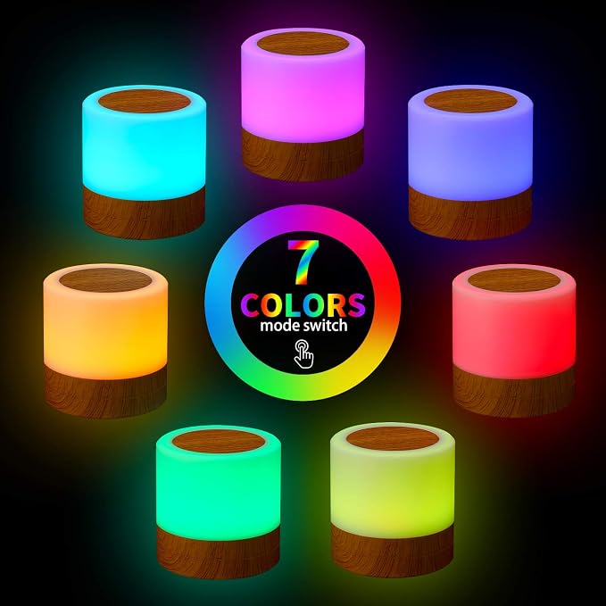 Nursery Night Light for Kids, USB Rechargeable Small Desk Lamp, 13 RGB Colors & - Image 6