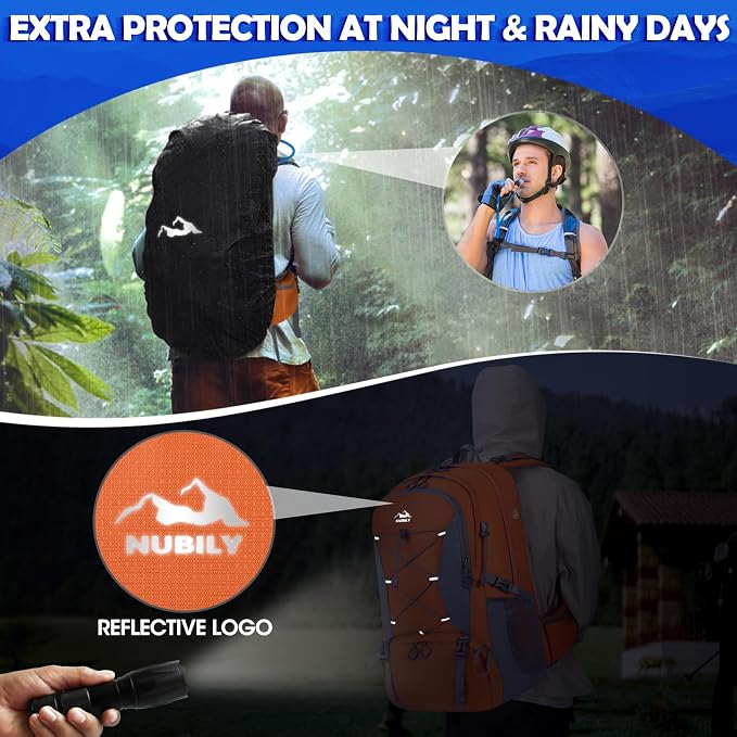 NUBILY 50L Hiking Backpack Waterproof Camping Backpack - Image 6