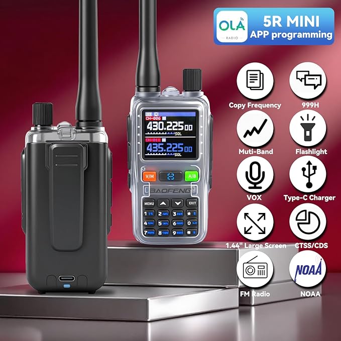 BAOFENG UV5RMINI Two Way Radio NOAA Weather Radio Dual PTT 999CH Survival APP - Image 2