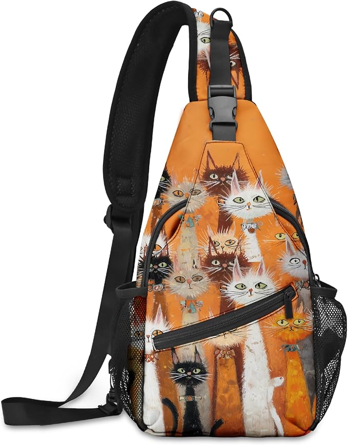 FyLybois Cat Sling Bag for Women Lightweight Crossbody Backpack Casual Daypack by FyLybois