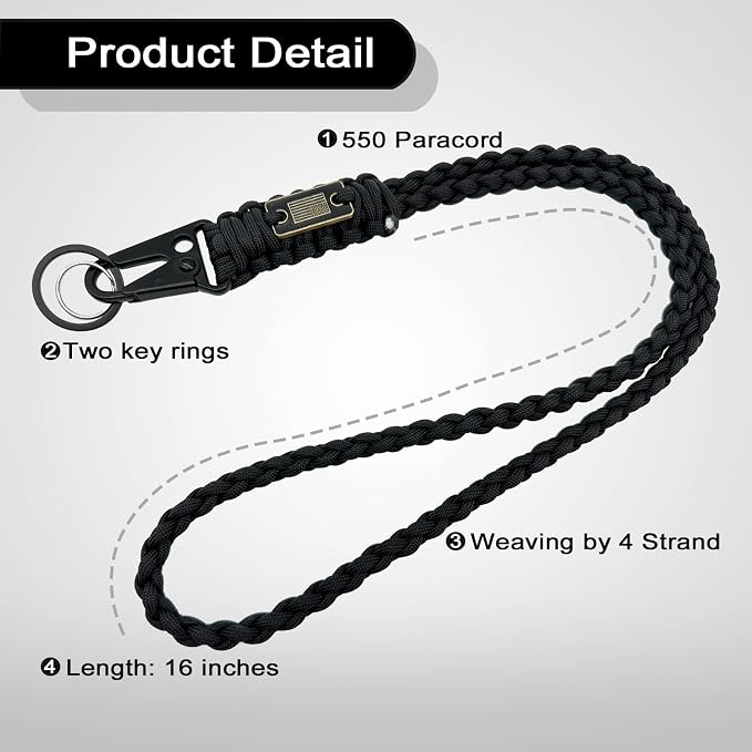 DDOUT Heavy Duty Paracord Lanyard 550 Paracord Braided Keychain - Image 3
