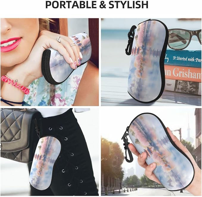 Watercolor Orca Whale Glasses Case Neoprene Portable Zipper Eyeglass Bag - Image 8