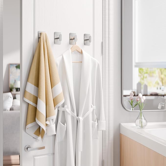 pickpiff Adhesive Towel Hooks for Bathroom: 20LB Extra Strong Wall Hanger for - Image 8