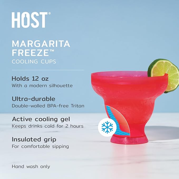 HOST FREEZE Margarita Cocktail Glasses, Frozen Cup Double Wall Plastic - Image 2