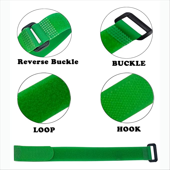 10 Pack Reusable Fastening Cable Ties and Cable Straps Green Color Adjustable - Image 4