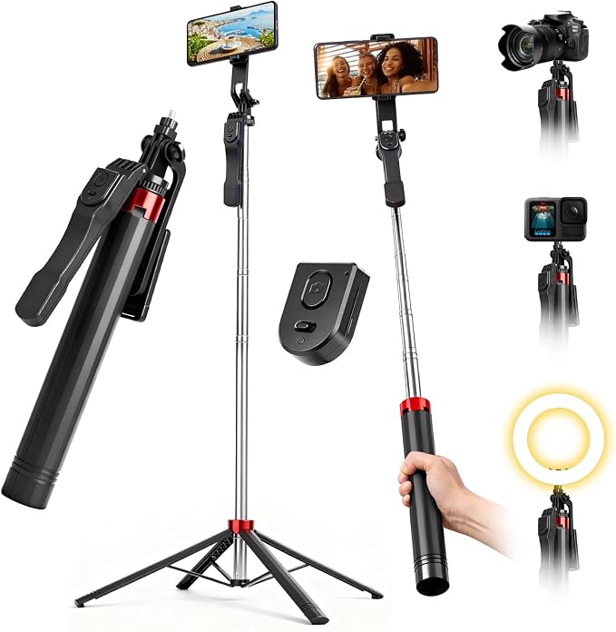 71" Phone Tripod Selfie Stick for iPhone/Android/Camera, Cell Phone Tripod Stand by Unknown