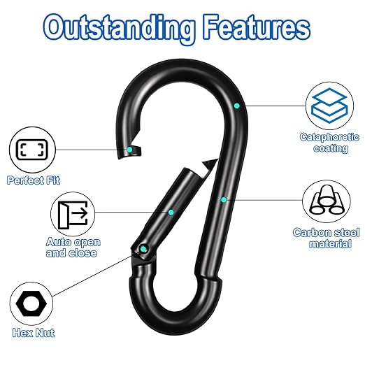 20PCS M5 Heavy Duty Carabiner Clip, 2Inch Snap Hook Quick Link Small Carabiner - Image 3