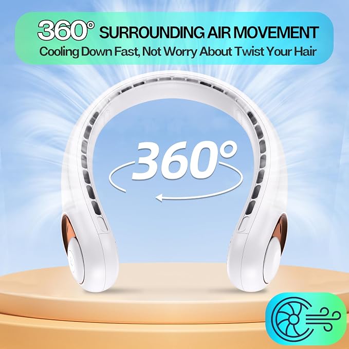 KIDEE Neck Fan, Portable Fan, Neck Fans Rechargeable, Upgraded LED Display - Image 5