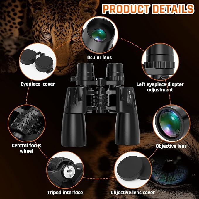 10-30x50 Zoom Binoculars for Adults, High Powered Military Binoculars for Bird - Image 7