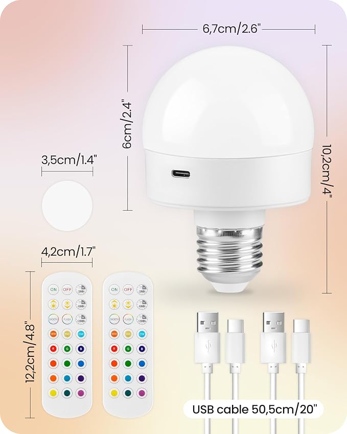 Rechargeable Light Bulbs with Remote Control, Battery Operated Light Bulbs - Image 8